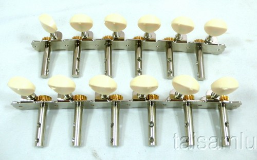 Acousic 12 string guitar Nickel-plated tuner- ivory plastic buttons 341N-SI - Picture 3 of 4