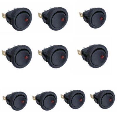 10x Red LED Dot Light 12V16A Car Auto Boat ON/OFF Rocker Toggle SPST Switch.