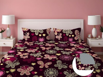 Cotton Elastic Fitted Bedsheets with 2  Pillow Covers Double Bedsheet  code 4