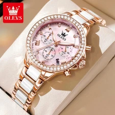 OLEVS Women Watch Luxury Elegant Multifunctional Calendar Diamond Quartz Watch