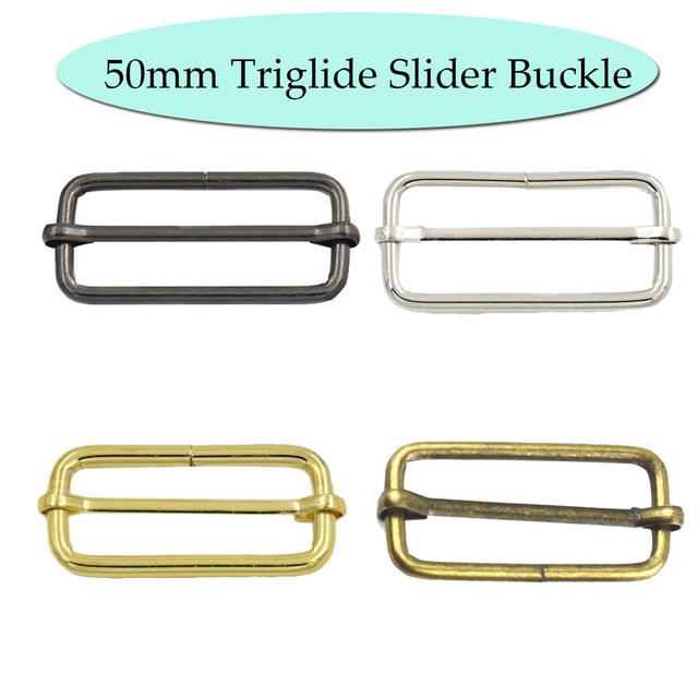 50mm Rectangle Metal Sliding Bar Buckle Fastener bing Strap Keeper