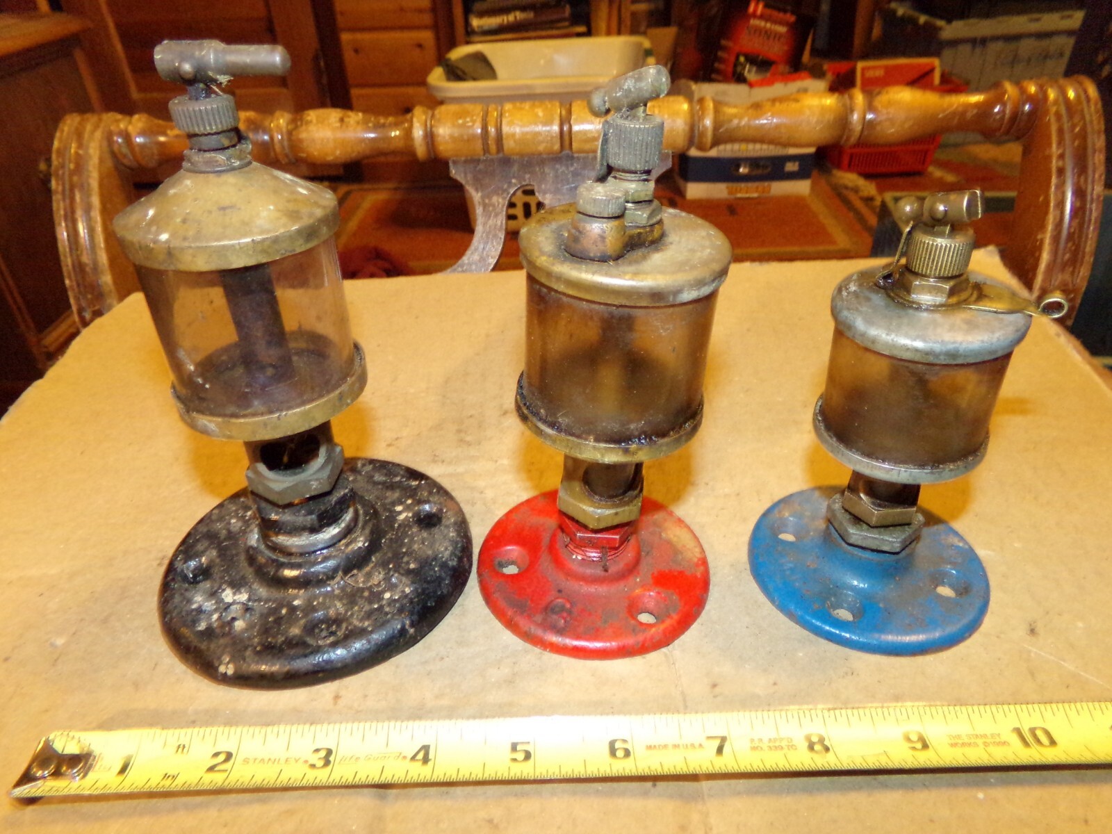 3 Antique/Vintage Hit & Miss Engine, Machinery Brass Oilers W/Bases eBay