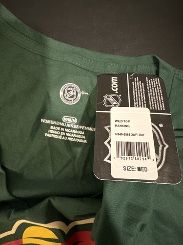 Minnesota Wild Women's Team Logo V-Neck T-Shirt - Green Size Medium New w Tags - Imagen 5 de 5