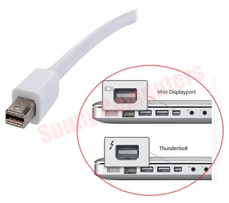 Thunderbolt Mini Displayport to HDMI VGA DVI Adapter HD 4K*2K 1080P For Macbook - Image 3 of 3