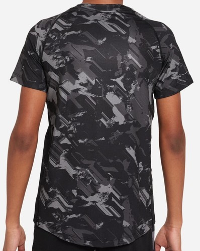 NIKE PRO Boy's Dri-FIT AOP T-Shirt ** BLACK/GREY/WHITE - XS ** NWT - Picture 2 of 3