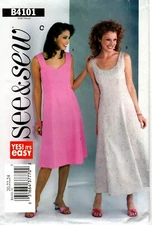 Butterick B4101 See & Sew Dress Misses Sewing Pattern Uncut Size 20 22 24