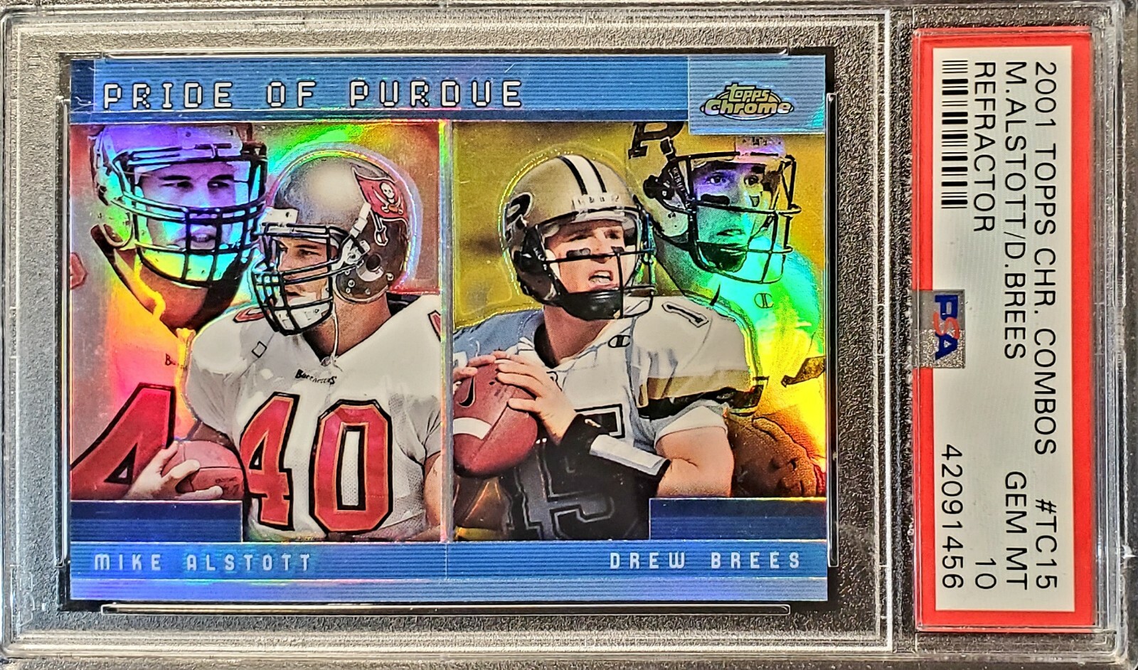 2001 Topps Chrome Combo. Drew Brees. REFRACTOR. RC. PSA 10 (POP 43) HOC85🔥