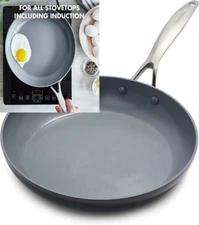 GreenPan Valencia Pro Hard Anodized Healthy 11" Frying Pan Skillet, Gray 