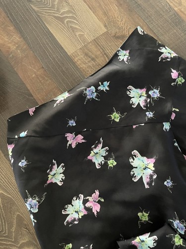 Maxi gonna donna Banana Republic Flounce Petite taglia 10 foderata nera floreale - Foto 5 di 8