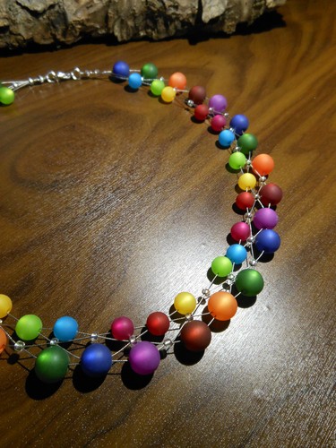 Neu unikat Regenbogen Polariskette bunt Halskette Collier Polaris perlen kette - Bild 4 von 5