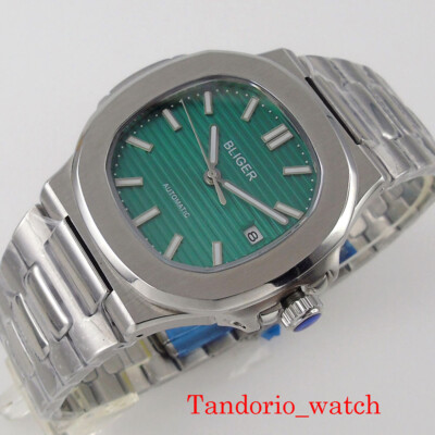 40mm Bliger Square Green Dial Sapphire Crystal Japan NH35A MIYOTA 8215 Movement