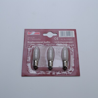 HELLUM 914238 LED-Energiespar-Riffelkerzen E10 16V 0,1W 3Stk.