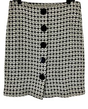 ISAAC MIZRAHI Women s Pencil Skirt Sz-6 Tweed Black White Wool Button Front
