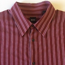 Hugo Boss Red Striped XL Italy Long Sleeve Men's Button Dress Shirt 0006