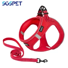 Dog Chest Strap Adjustable Breathable Harness Vest Harness for Puppy Pet RED