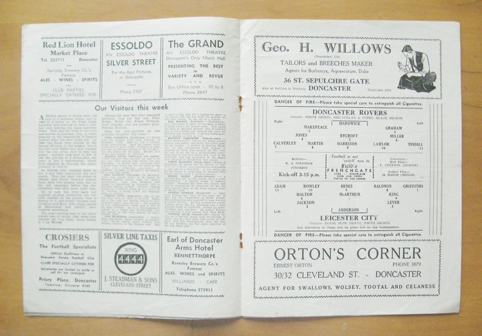 DONCASTER ROVERS v LEICESTER CITY 1950/1951 *VG Condition Football Programme* - Image 2 of 2