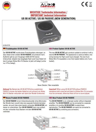 Audio System US08 ACTIVE EVO Underseat Subwoofer mit internem Monoamplifier +RTC - Bild 11 von 13