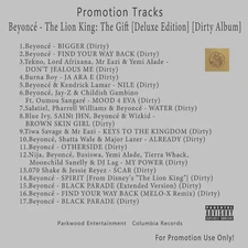 R&B,Pop,Rap.. White CD. Beyoncé - The Lion King: The Gift [Deluxe] [Dirty Album]
