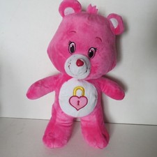 Vintage Care Bear SECRET BEAR Pink Heart Lock Plush 13" GIFT