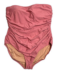 J.Crew Womens 118 Ruched Bandeau One Piece Swimsuit Warm Rose Size 24 BC115