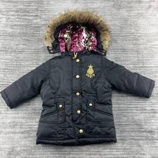 Enyce Coat Size 2T Yrs Youth Girls Puffer Jacket Fur Hood Full Zip Black
