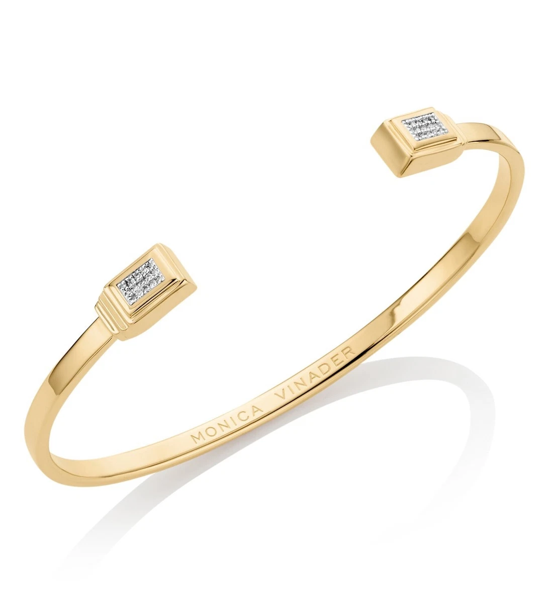 Monica Vinader Baja Deco Thin Diamond Cuff Gold Vermeil Bangle