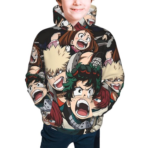 My Hero Academia Katsuki Izuku Kids Youth Pullover Hoodie Hooded Sweatshirts - Picture 23 of 38