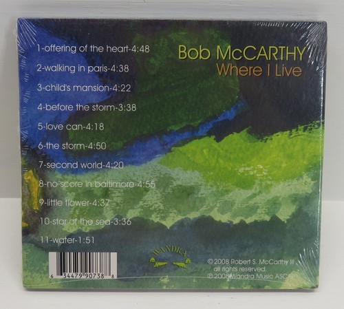 Where I Live - 2008 Music CD - by Bob Mccarthy - NEW & SEALED - Picture 2 of 4