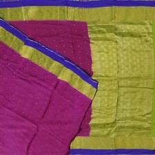 Vintage Purple Sarees 100 Pure Mysore Crepe Silk Zari Woven Sari 5YD Fabric