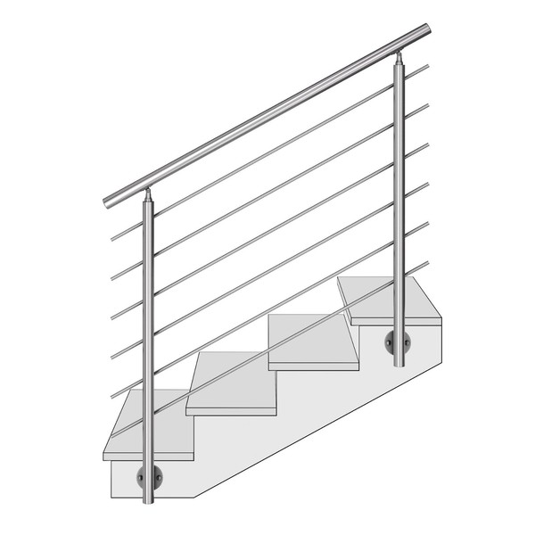 Edelstahl GeläNder TreppengeläNder Seitlich 120 Cm Handlauf BrüStung Bausatz V2A-image