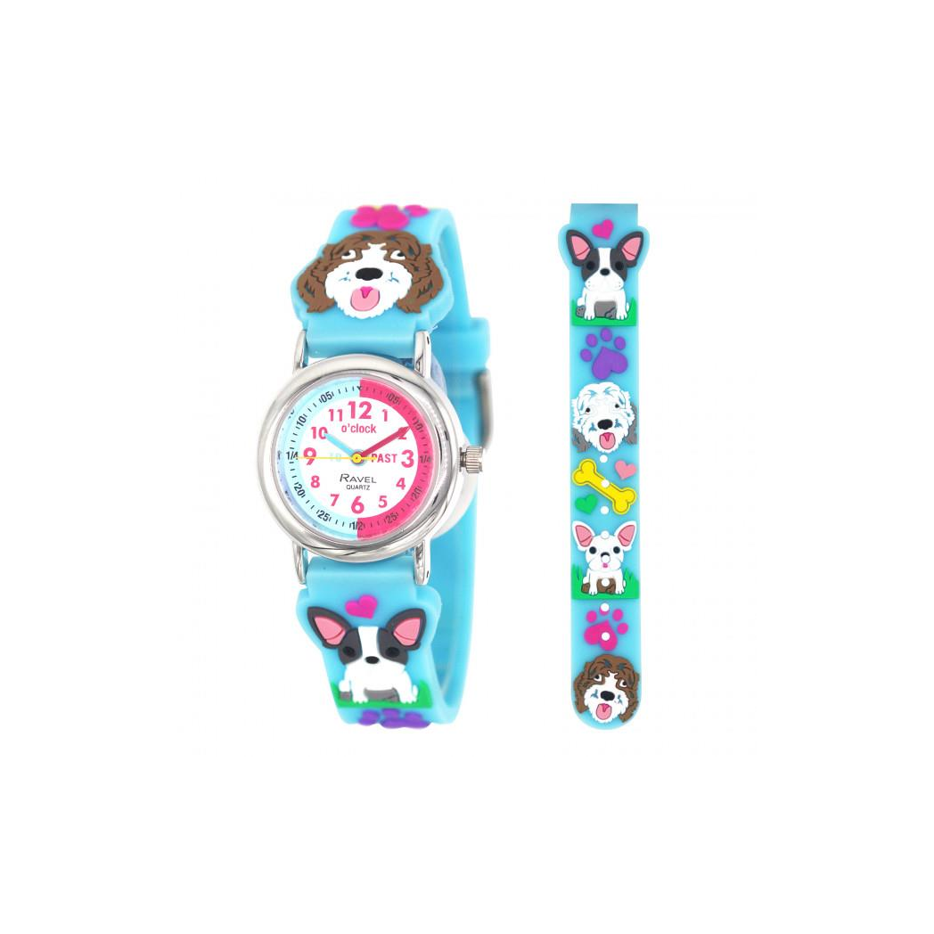 Ravel Children Girls 3D Cartoon Time Teacher Watch Blue Frenchie