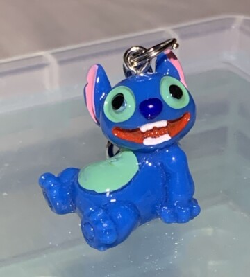 Silver 3D Stitch Lilo & Stitch Charm Zipper Pull & Keychain Add On Clip!!