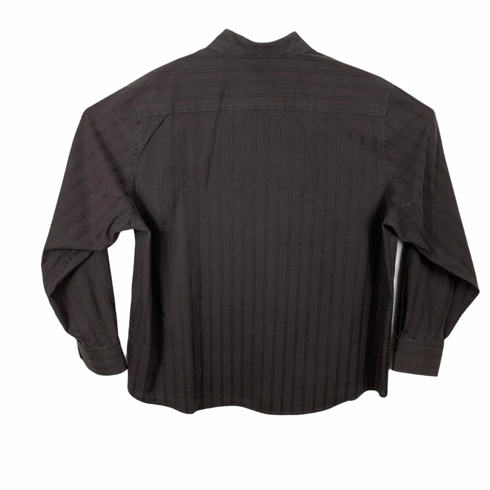 Claiborne платье рубашка мужчин XL длинным рукавом коричневый черная полоса современный крой - Изображение 3 из 4