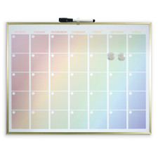 Cathedral Products Rainbow Magnetic Calendar Board with Gold Aluminium Frame