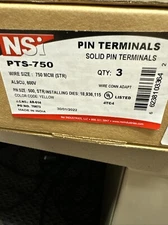 NSI PTS-750 Yellow Die 750 MCM AL9CU Solid Pin Terminal  -Box Of 3