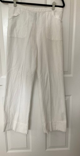 Soft Surroundings Pull on Pants Cotton Wide Leg White Elastic Waist Size M - Picture 2 of 5