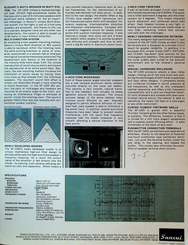Sansui SP1200 Multi Direction Speaker System Ad Sheet 1970s - Picture 2 of 2