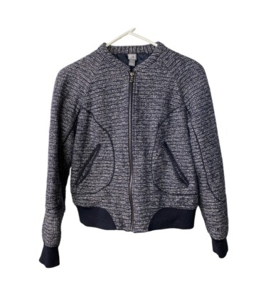 JCPenney Navy Tweed Boucle Jacket Blazer Full Zip Size Small MSRP $86