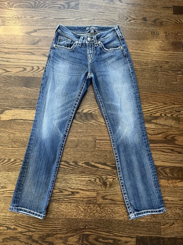 Silver Jeans Natsuki Capri Embroidered Pocket Stretch Denim Size 25 (waist24) - Picture 1 of 13