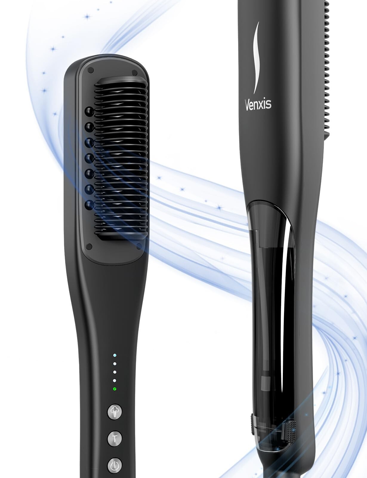 Venxis 3-Temp Steam Hair Straightener Brush for Smooth Styling-image