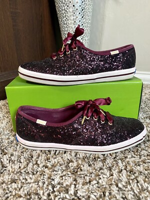 Kate Spade X Keds Deep Cherry Glitter Sneakers