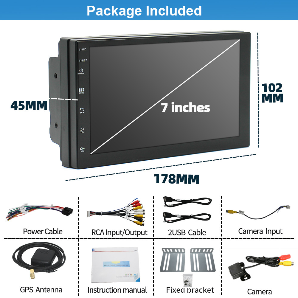 7" Android 12 Car Stereo Radio GPS 2DIN 4Core 1+16GB Built-in Wifi Car Auto Play