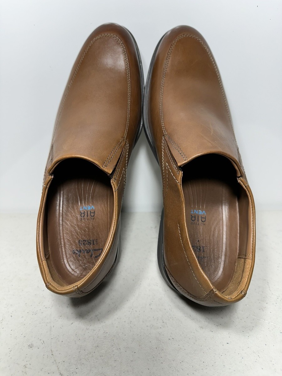 Clarks Active Air Vent slip-on loafers featuring leather uppers and  comfort Clarks Active Air Vent Brown Leather Loafers Shoes Mens 9 M  main image 4