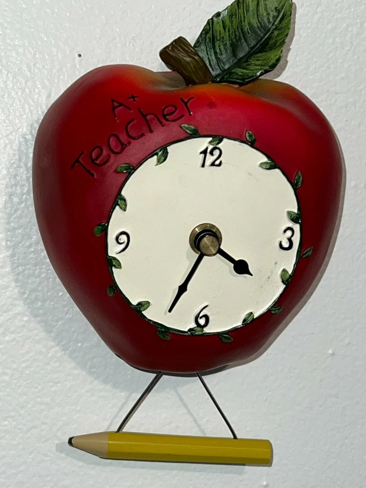 Fib Burton and Burton Red Apple A Plus Teacher Wall Clock 5.5x4.5 Ceramic Gift - Image 2 of 4
