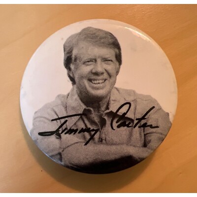 Jimmy Carter Campaign Button Pinback w/Autograph Overlay