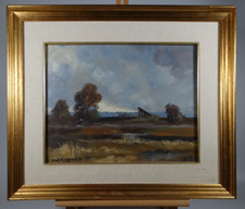 Ölgemälde Simon Hohenegger Landschaft Dachau Torfhütte Dachauer Maler