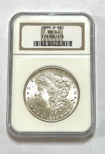1899-O MORGAN SILVER DOLLAR NGC MS64 CERTIFIED, BEAUTIFUL COIN, GEN 7 CASE