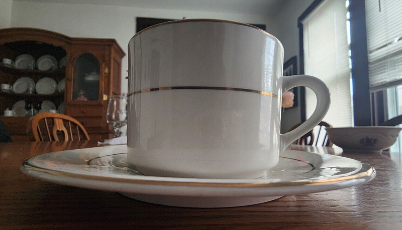 Classic Gold Cup & Saucer Set Heritage Gibson Fine China White Gold Trim !