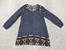 Umgee Womens Size S Multicolor Boho Shift Mini Dress Long Sleeve Lightweight 
