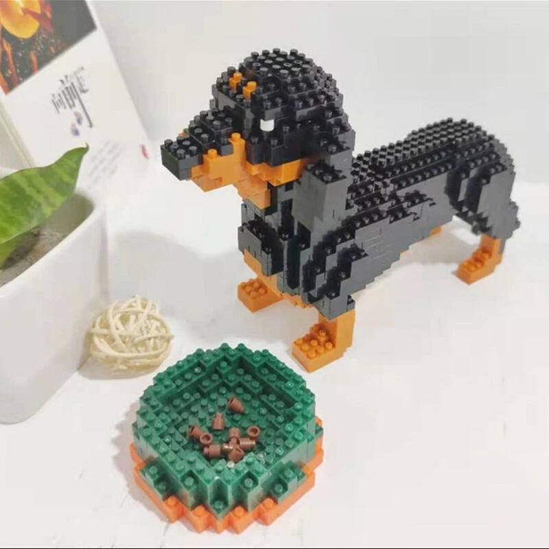 New Dachshund Dog Black Pet 3D Model DIY Mini Diamond Blocks Bricks Building Toy - Image 2 of 4
